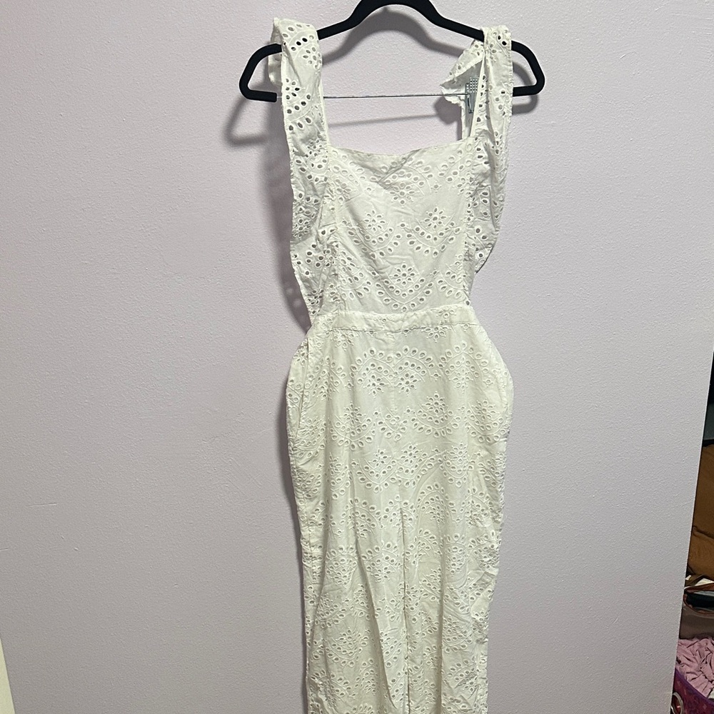 Topshop White Eyelet Jumpsuit - Picture 3 of 16